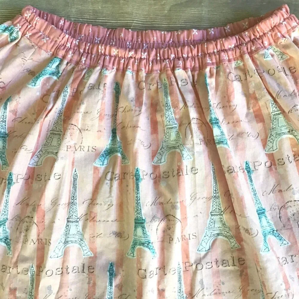 Eiffel Tower Skirt Womens Size Small Pink Paris France Handmade Travel Vacation